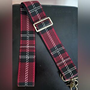 NWOT Parker Thatch Adjustable Crossbody Strap Red and Black Tartan Plaid
